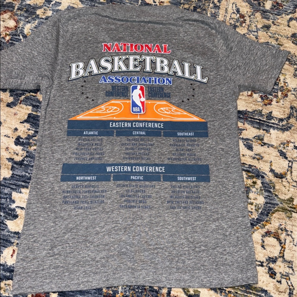 ABERCROMBIE KIDS A&F boys NBA Heather Gray Short Sleeve Tee 5/6